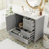 Whisen 36 in. Bathroom Storage Cabinet Bathroom Vanity with Ceramic Sink, Soft Close Door and 3 Drawers - 4 of 4