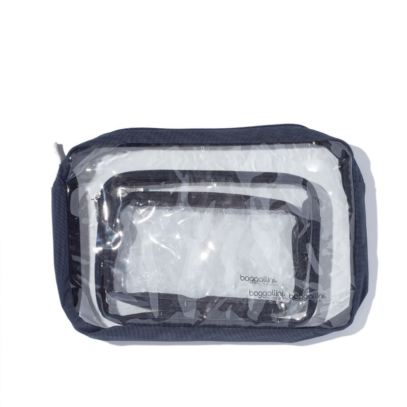 baggallini Clear Travel Pouches 3 Piece Set Cosmetic Toiletry Bags, 2 of 4