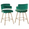 Set of 2 Upholstered Bar Stools,180° Swivel Modern Counter Height Stools,Swivel Bar Stools with Metal Legs for Kitchen Island-Cuddlewood - 3 of 4