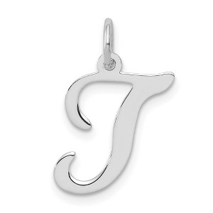 Black Bow Jewelry Sterling Silver, Sophia Collection, Small Script Initial T Pendant - 1 of 4