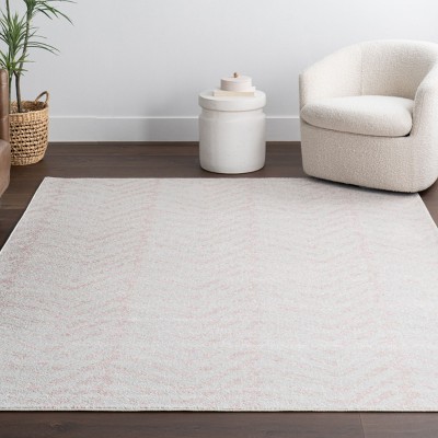 Pink Geometric 5' x 7' Synthetic Easy Care Area Rug