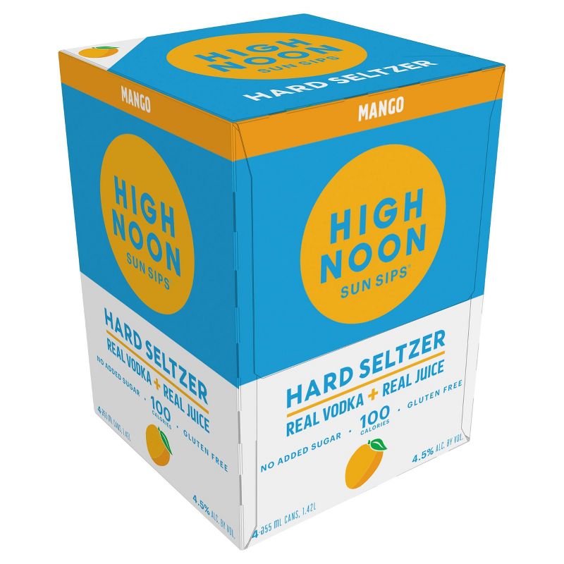 High Noon Sun Sips Mango Vodka Hard Seltzer - 4pk/12 fl oz Cans, 1 of 5