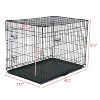 phiestina 42" Pet Kennel, Folding Steel Crate for Cats & Dogs, Wire Metal Playpen with Two Doors, Black - 2 of 4