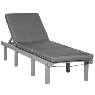 76.8'' Chaise Lounge Chair for Outdoor, Patio Recliner with 4-Position Adjustable Backrest and Cushion Gray