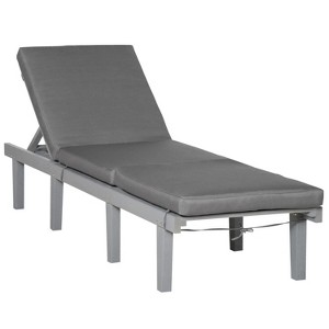 76.8'' Chaise Lounge Chair for Outdoor, Patio Recliner with 4-Position Adjustable Backrest and Cushion Gray - 1 of 4
