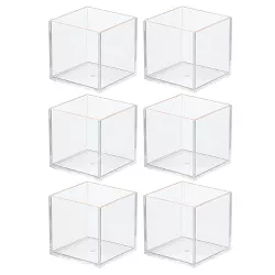 mDesign Square Cosmetic Vanity Storage Organizer Bin, 6 Pack, Clear/Rose Gold
