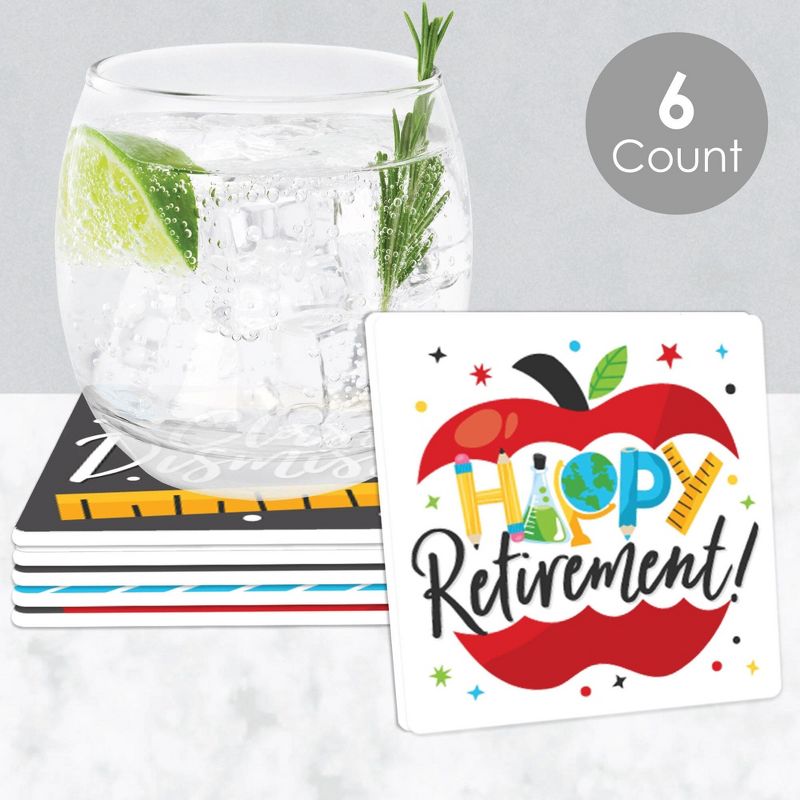 Big Dot of Happiness Teacher Retirement - Funny Happy Retirement Party Decorations - Drink Coasters - Set of 6, 2 of 9