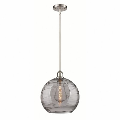 Athens Deco Swirl - 1 Light Stem Hung Mini Pendant In Industrial Style-15 Inches Tall and 12 Inches Wide