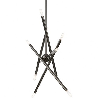 Soho Asymmetrical 10-Light Linear Chandelier in Black Chrome
