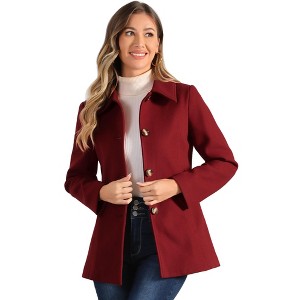 INSPIRE CHIC Women's Work Office Winter Overcoat Single Breasted Point Collar Pea Coat - 1 of 4