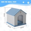 FONTOI Dog House Resin Small Indoor Outdoor Dog Kennel All-Weather Use Cozy Shelter for Small Dogs in Home Garden Balcony, Blue, 26.26"*24.57"*25.83" - 3 of 4