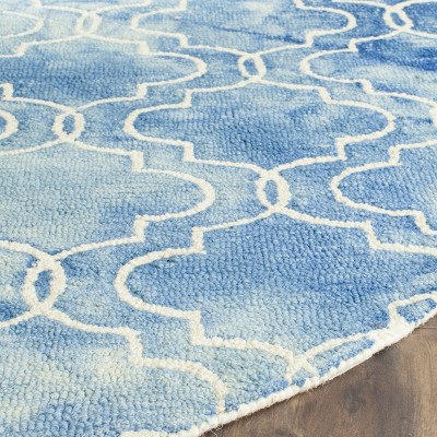 Blue and Ivory Hand-Tufted Wool Square Area Rug