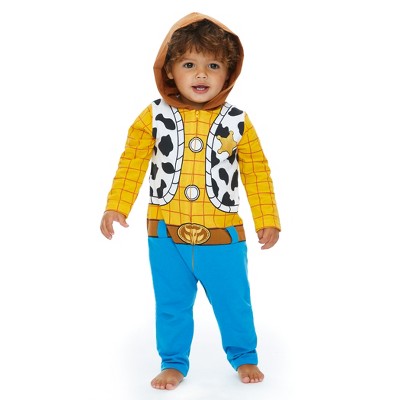 Disney Pixar Toy Story Woody Baby Boys Zip-Up Hooded Coverall Blue / Yellow 
