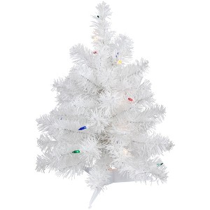 Northlight 1.5 FT Pre-Lit Snow White Artificial Christmas Tree, Multi Lights - 1 of 4