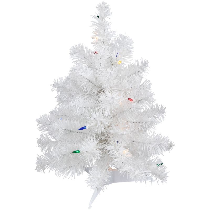 Northlight 1.5 FT Pre-Lit Snow White Artificial Christmas Tree, Multi Lights, 1 of 9