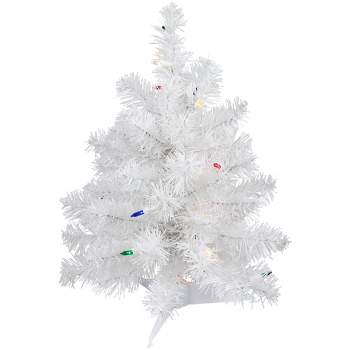 Northlight 1.5 FT Pre-Lit Snow White Artificial Christmas Tree, Multi Lights
