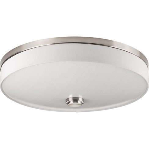 Progress Lighting P3611 Led Weaver 2 Light Led Flush Mount Ceiling Fixture With Fabric Drum Shade Brushed Nickel