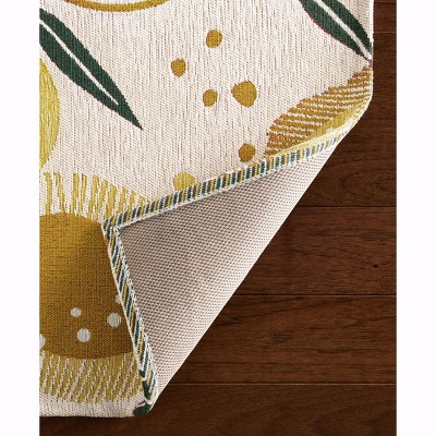 Cream Lemon Print Washable Non-Slip Kitchen Mat 24"x40"
