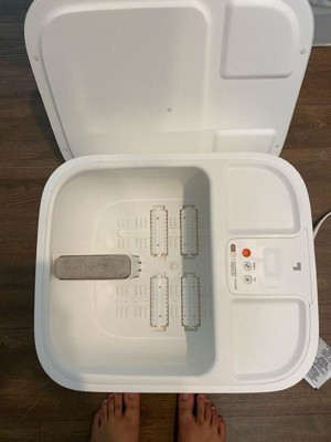 Sharper Image Hydro Spa Plus Foot Bath Massager, Heated with Rollers & LCD Display, White