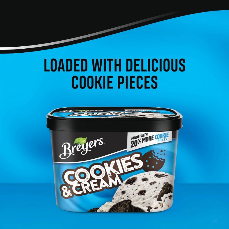 Breyers Cookies &#38; Cream Frozen Dairy Dessert With Chocolate Cookies - 48oz, 5 of 12
