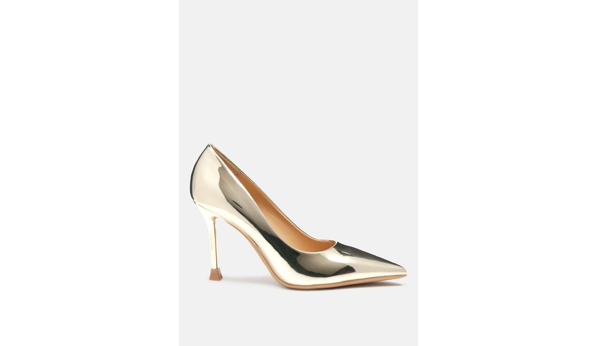 Poudre Metallic Patent Faux Leather Pumps