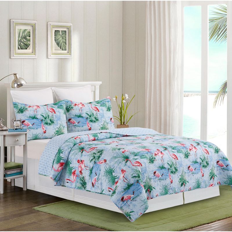 C&F Home Paradise Coast Flamingo Cotton Quilt Set  - Reversible and Machine Washable, 3 of 10