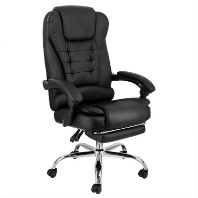 Elama High Back Adjustable Faux Leather Office Chair In Black With ...