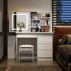 Famapy 39.4"W Mirrored Vanity Table Makeup Vanity Set with Stool and Storage Drawers - 4 of 4