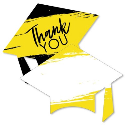 Big Dot of Happiness Yellow Grad - Best is Yet to Come - Shaped Thank You Cards - Yellow Grad Party Thank You Note Cards with Envelopes - Set of 12
