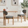 Set of 2 Wooden Armless Chairs,Modern Fabric Dining Chairs with Rubberwood Legs,Upholstered Kitchen Chairs for Small Spaces-Coolbibila - 3 of 4