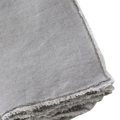 Gray Stone Washed Linen Fringed Table Napkins, Set of 4