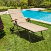 Tangkula Folding Outdoor Rattan Chaise Lounge Chair Cushioned Recliner w/ Wheels Beige - 4 of 4