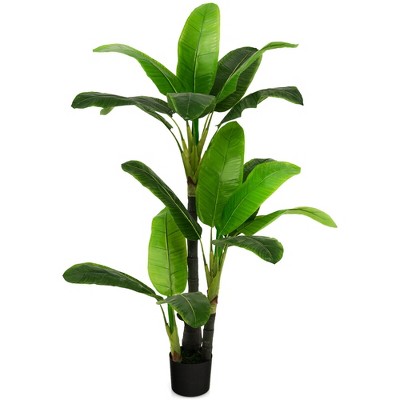Tangkula 5 FT Artificial Tree Fake Banana Plant Faux Tropical Tree for Indoor & Outdoor
