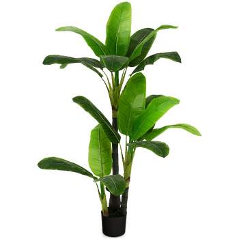 Tangkula 5 FT Artificial Tree Fake Banana Plant Faux Tropical Tree for Indoor & Outdoor