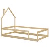 CAVINAS Kids Montessori Bed with House-Shaped Headboard,Floor Bed with Armrest,Twin Size,Gray/White/Pink/Green/Blue/Brown - 4 of 4