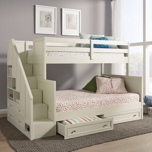 Twin Over Full Naples Bunk Bed With Storage Drawers Steps Off