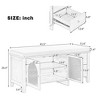 Shoe Storage Bench, Vintage Shoe Bench with Storage and Cushion, Shoe Bench with 2 Drawers and 2 Rattan Door,White - 3 of 4
