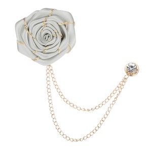 Unique Bargains Cloth Flower Lapel Pin with Gold Badge Tassel Chain Brooches 1.57 inch 1 Pc - 1 of 4