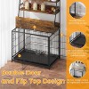 Garvee ElfinAura 57.1" Tall Spacious Dog Crate Furniture with Flip Top, 3 Storage Shelves, Double Doors, Removable Tray - 3 of 4