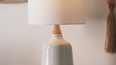 Alice Cream Ceramic Table Lamp with Linen Shade