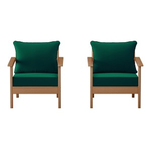 WestinTrends Avalon Outdoor Modern HDPE Patio Club Chairs with Deep Seat Cushions (Set of 2) - 1 of 4
