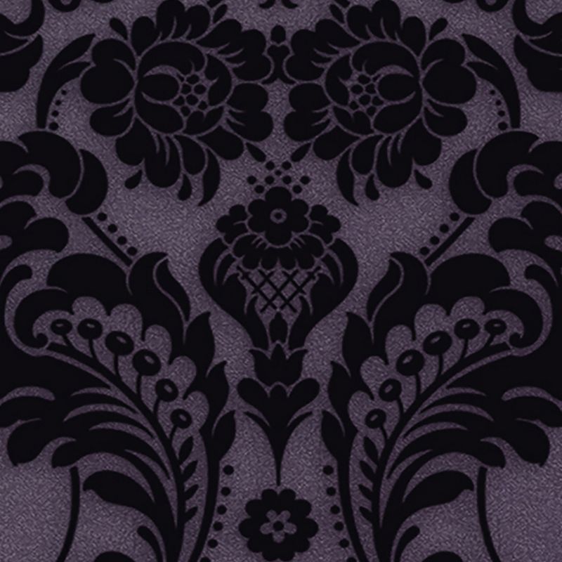 Gothic Damask Flock Plum Purple and Black Paste the Wall Wallpaper, 4 of 5