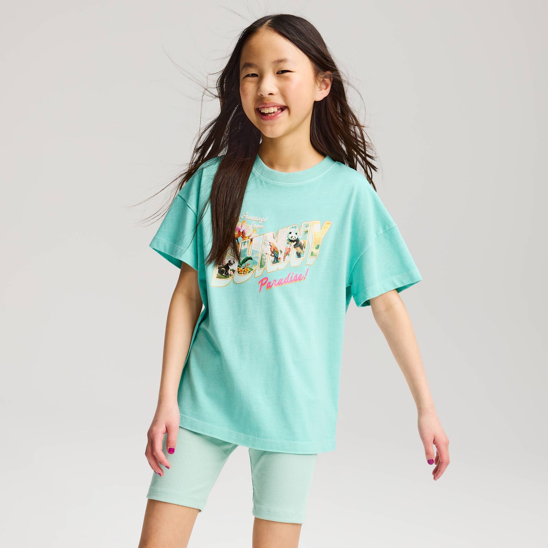 Girls' Short Sleeve Oversized 'Sunny' Graphic T-Shirt - Cat & Jack™ Green