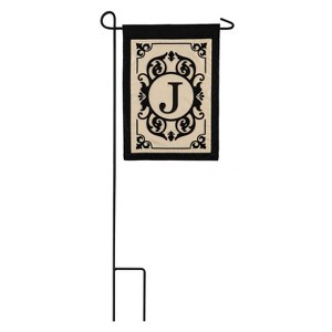 Evergreen Flag Cambridge Chic Letter J Monogram Applique Garden Flag - 12.5" Wide x 18" High - 1 of 4