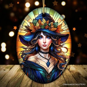Enchanting Autumn Witch Ornament, Witchy Fall Girl Gift and Decor| OrnamentallyYou - 1 of 4