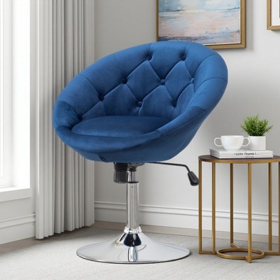 Velvet Tufted Back Swivel Accent Chair with Hydraulic Adjustable Height
