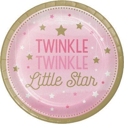 pink star paper plates