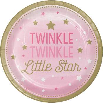 24ct One Little Star Girl Paper Plates Pink