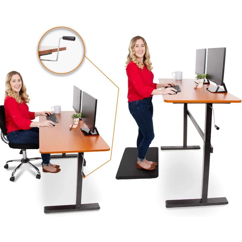 Tranzendesk Standing Desk – 55" Manual Height Adjustable Workstation – Cherry – Stand Steady, 3 of 13