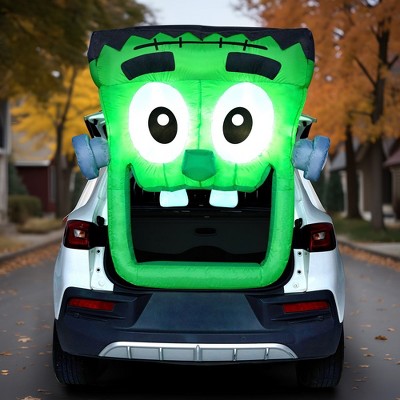 SYNCFUN 4.3 FT Halloween Inflatable Decoration, Zombie Trunk Or Treat Car Decoration with LEDs for Car Outdoor Yard Garden Lawn Holiday Party Decor
